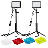 NEEWER LED Videolicht Set mit verstellbarem Stativ Ständer Farbfiltern...