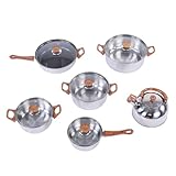 Fdit Edelstahl-Töpfe-Set mit Deckel, 6-teiliges Kochgeschirr-Set,...