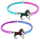flintronic 2 Stück Pferde Armband, Stimmungsarmband mit Anhänger für...