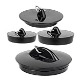 Universal Stöpsel Set, 4 Pack mit Allen Größen, in Schwarz, PVC Ablauf...