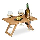 Relaxdays Picknick Weintisch, klappbar, HBT: 20x40x30 cm, Halterung 4...