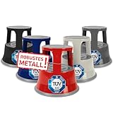 casa pura Tritthocker aus Stahl - Rollhocker 40 cm - 150 kg Tragkraft -...