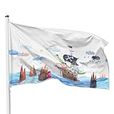 PHENO FLAGS Kinder Piratenflagge, 60x90 cm - Lustiges Piratenboot-Motiv mit...