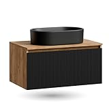 Planetmöbel Arisa Badmöbel Set Waschtisch 80 cm Gold Eiche schwarz...