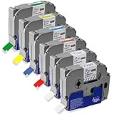 6x Kompatible für Brother P-touch Bänder 12mm TZe-231 TZe-131 TZe-431...