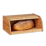 Relaxdays Brotkasten Bambus HBT: 16,5 x 40 x 27,5 cm Rollbrotkasten für...