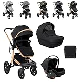 Kikkaboo Kombikinderwagen Irene 3 in 1 Babywanne Autositz Adapter...