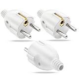 Schuko Stecker 3 Stück Stecker 250 V 10/16A mit Knickschutz, Schuko...