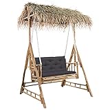 Hollywoodschaukel mit Palmblättern und Kissen, Snsowed Gartenschaukel,...