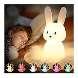 SOLIDEE Bunny Silikon Nachtlicht Kinder USB-Aufladung Nachttischlampe mit 7...