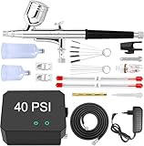 Powate 40 PSI Airbrush Set, Dual Action Multi Funktion Airbrush Set mit...