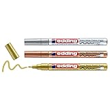 edding Glanzlack-Marker Creative 751 metallic Grundfarben, 1-2 mm (Gold,...