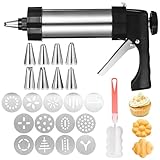 wkao Edelstahl Cookie Press Kit mit 13 Scheiben, 8 Spritztüllen,...