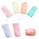 6-mal mehrfarbiges Peeling-Netz-Seifenbeutel-Set, Blasenschaum-Netzbeutel...