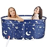 HUKOER Faltende Wannenbad 122x58x52CM,2 Ablauflöcher Mobile Tragbare...