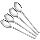 Tiokin Sporks,4 Stück Edelstahl Spork Göffel, Lang Salatlöffel 2 In 1...