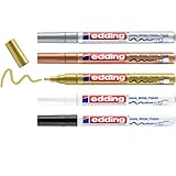 edding 751 Glanzlackmarker - schwarz, weiß, gold, silber, kupfer - 5er Set...