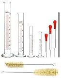 QWORK 4 Pcs Messzylinder Glas, 5 ml/10 ml/50 ml/100 ml, mit 3 Pcs...