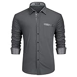 Enlision Hemd Herren Grau Langarm Business Hemden Regular Fit Mordern...