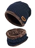 K.tchard Kinder Wintermütze Beanie Hut mit Schal Set Slouchy Strickmütze...