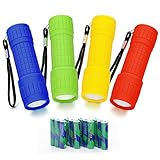 Yimorex Mini LED Taschenlampe 4 Stück, COB-LED Mit Silikonbeschichtung Und...