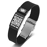 Medizinischen Alarm ID Armbänder für Männer Frauen mit QR-Code - Silikon...