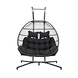 HOME DELUXE Hängesessel LOMA - klappbar, 2-Sitzer in Schwarz | Bequemer...