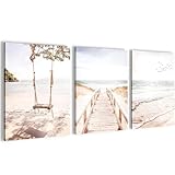 Novart Wandbilder Set Strand Meer Boho - KOMPLETT AUFHÄNGFERTIG -...