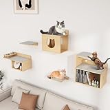 DAWNYIELD Katzen Kletterwand Set, 4 in 1 Katze Wand Möbel mit Katze Haus,...