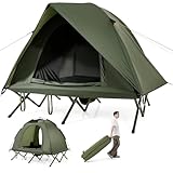 FANTASK Feldbett mit Zelt 2 Personen, Camping-Ausrüstung mit Regenschutz,...