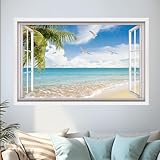 HPNIUB 3d Gefälschte Fenster Wandaufkleber,76 * 49cm,Wandtattoo Wohnzimmer...