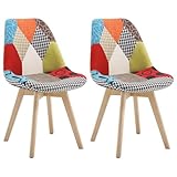 WOLTU Esszimmerstühle 2er Set, Küchenstühle mit Patchwork Design,...