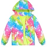 OlyPegic Regenjacke für Mädchen, wasserdicht, mit Kapuze, Fleece-Futter,...