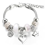 LuLiyLdJ Damen Armband Edelstahl Gliederarmband mit Perlen und Kristall...