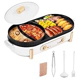 YJINGRUI Elektrischer Hot Pot 2200W Elektrogrill Hot Pot Grill 2 in 1...