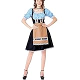 Eauptffy Dirndl Damen Midi, Trachtenkleid Lang Grün, Dirndlkleid...