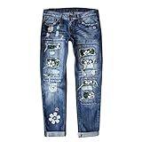 TYUIOP Cargohose Cargohosen Leinenhose Damen lang Slim fit Jeans Damen...