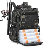 BlesMaller 50L Angelrucksack mit 4 Boxen & Rutenhaltern Angeltasche...