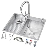 Haushaltswaschbecken mit Waschbrett, Balkonwaschbecken aus Edelstahl,...