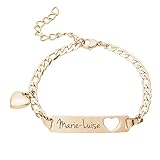 Mondgold Armband aus Gold-Edelstahl mit Herz Anhänger und...
