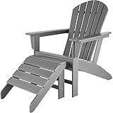 tectake 800818 Adirondack Gartenstuhl mit Fußstütze, Holzoptik,...