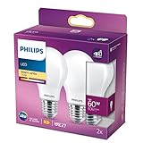 Philips LED Classic E27 Lampe, 60 W, Kolbenform, matt, warmweiß(2Stück)