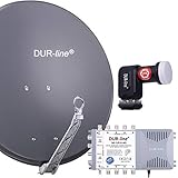 DUR-line 8 Teilnehmer Set - Qualitäts-Alu-Satelliten-Komplettanlage -...