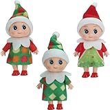 POPOYU 3 Stück Mini-Puppe Elf Weihnachten Baby Winziger Weihnachtself für...