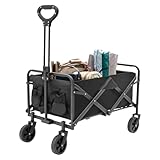 Wiefiche Faltbarer Handwagen, Kleiner platzsparender Gartentrolley mit 5“...