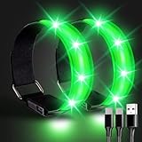 NINEFO LED Armband, 2 Stück Reflective LED leucht Armbänder Aufladbar USB...