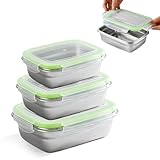 PORFOYO Edelstahl Brotdose, Stapelbare Lunchbox, Für Kinder, Erwachsene,...