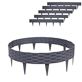 XINZI Beeteinfassung Rasenkante 10m Kunststoff Beetumrandung Rattan-Optik...