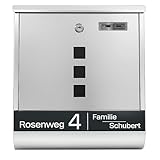 Grafner Edelstahl Briefkasten personalisiert, mit Namensschild RAL7016...