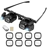 Aohcae Lupenbrille mit LED-Licht, 2.0X，4.0X，8.0X，12.0X，24.0X...